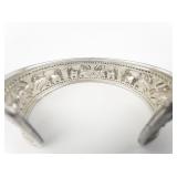 Repousse Elephant 825 Silver Cuff Bracelet.