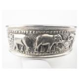 Repousse Elephant 825 Silver Cuff Bracelet.