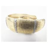 Technibond CZ Accented Textured Vermeil Cuff Bracelet.