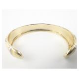 Technibond CZ Accented Textured Vermeil Cuff Bracelet.