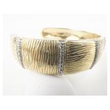 Technibond CZ Accented Textured Vermeil Cuff Bracelet.