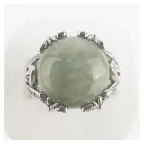 East Arts Aventurine With Butterfly & Leaf Design Sterling Silver Statement Ring. Size 9.