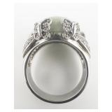 East Arts Aventurine With Butterfly & Leaf Design Sterling Silver Statement Ring. Size 9.