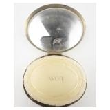 AVON Quilted Peacock Enameled Gold Tone Base Metal Makeup Compact.
