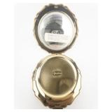 Stratton Vintage Floral Scallop Gold Tone Base Metal Makeup Compact.