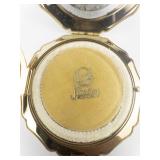 Stratton Vintage Floral Scallop Gold Tone Base Metal Makeup Compact.