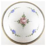 M&K Enamel Floral Double Vanity Gold Tone Base Metal Makeup Compact.