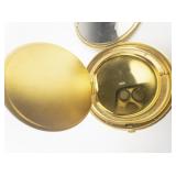 M&K Enamel Floral Double Vanity Gold Tone Base Metal Makeup Compact.