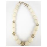 MILOR Cream Quartzite Sterling Silver Bead Necklace.