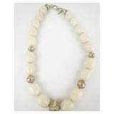MILOR Cream Quartzite Sterling Silver Bead Necklace.