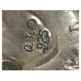 Quoc Turquoise Southwest Style Turquoise Dream Catcher Sterling Silver Dangle Earrings .