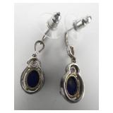 STS Jewels Mojave Midnight Turquoise With Purple CZ Sterling Silver Dangle Earrings .