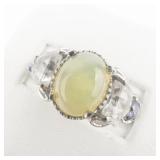STS Jewels Ethiopian Opal, Tanzanite, & White Topaz sterling Silver Ring. Size 10.75 - 11.
