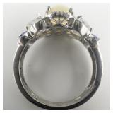 STS Jewels Ethiopian Opal, Tanzanite, & White Topaz sterling Silver Ring. Size 10.75 - 11.