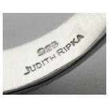 Judith Ripka Cushion Cut Blue Topaz sterling Silver Cocktail. Size 9.75 - 10.