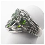 STS Jewels ***Gorgeous*** Russian Diopside Flower Sterling Silver Cocktail Ring.
