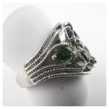 STS Jewels ***Gorgeous*** Russian Diopside Flower Sterling Silver Cocktail Ring.
