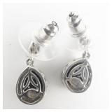 STS Jewels Thai Black Spinel Rhodolite Garnet sterling Silver Drop Earrings .