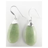 Gold Stone Jewelry Corp. Aventurine Drop Sterling Silver French Wire Earrings .