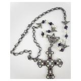 Cynthia Garrett ***Love Conquers All*** Muli-Colored Gemstone Base Metal Cross Necklace .