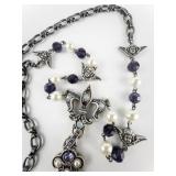 Cynthia Garrett ***Love Conquers All*** Muli-Colored Gemstone Base Metal Cross Necklace .