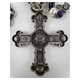 Cynthia Garrett ***Love Conquers All*** Muli-Colored Gemstone Base Metal Cross Necklace .