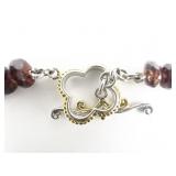 Gem En Vouge Garnet Faceted Base Metal Bead Necklace.