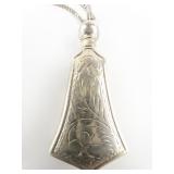 Chapal-Zenray Vintage Art Nouveau Perfume Flask Sterling Silver Flask Pendant Necklace.