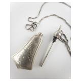 Chapal-Zenray Vintage Art Nouveau Perfume Flask Sterling Silver Flask Pendant Necklace.