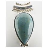 Whitney Kelly Turquoise Sterling Silver Sliding Pendant .