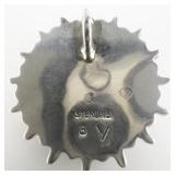 Ben Yazzie Turquoise Needlepoint Sterling Silver Pendant.