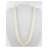 Simulated Pearl Individually Tied Base Metal Bead Necklace.