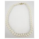 Simulated Pearl Individually Tied Base Metal Bead Necklace.