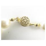 Simulated Pearl Individually Tied Base Metal Bead Necklace.