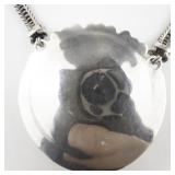 Massive Eye Of The Storm Roman Glass Sterling Silver Necklace.