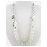 Aventurine Silver Tone Bead Necklace.