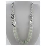 Aventurine Silver Tone Bead Necklace.