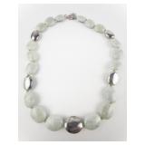 Gold Stone Jewelry Corp. Aventurine & Sterling Silver Bead Necklace.