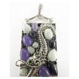 Aventurine (and Amethyst?, Onyx?) Dragon Sterling Silver Enhancer.