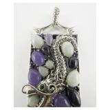 Aventurine (and Amethyst?, Onyx?) Dragon Sterling Silver Enhancer.