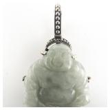 Carved Aventurine Buddha Sterling Silver Enhancer.