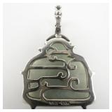 Carved Aventurine Buddha Sterling Silver Enhancer.