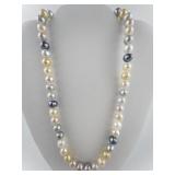 Multi-Colored Freshwater Sterling Silver Pearl Necklace.