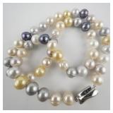 Multi-Colored Freshwater Sterling Silver Pearl Necklace.