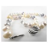 Multi-Colored Freshwater Sterling Silver Pearl Necklace.
