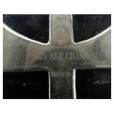 Amy Kahn Russell Black Onyx Tiger Sterling Silver Pin/Pendant Enhancer With Rope Necklace.