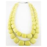 BARSE Green Serpentine? Color Block Sterling Silver Double-Strand Bead Necklace.