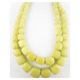 BARSE Green Serpentine? Color Block Sterling Silver Double-Strand Bead Necklace.