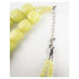 BARSE Green Serpentine? Color Block Sterling Silver Double-Strand Bead Necklace.