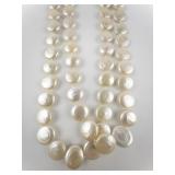 Champagne Freshwater Coin Pearl Necklace . 48"